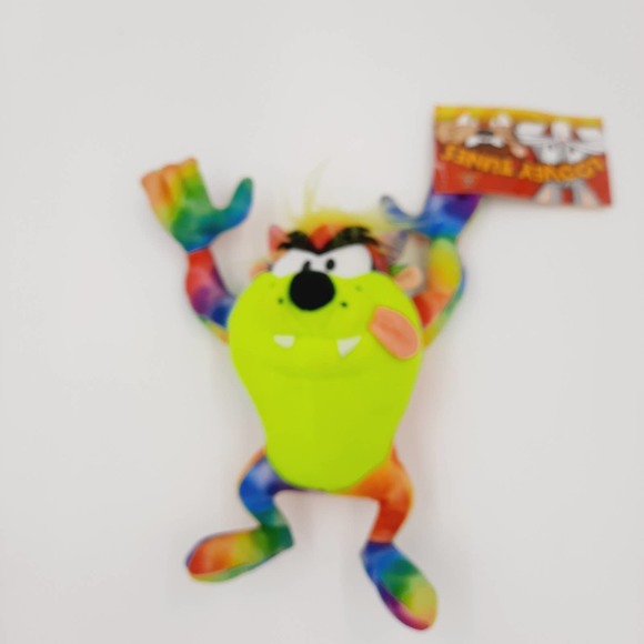 NWT 2016 Colorful Looney Tunes Tazmanian Devil Plush Tie Dye Rainbow Toy 8.5" - Picture 2 of 12